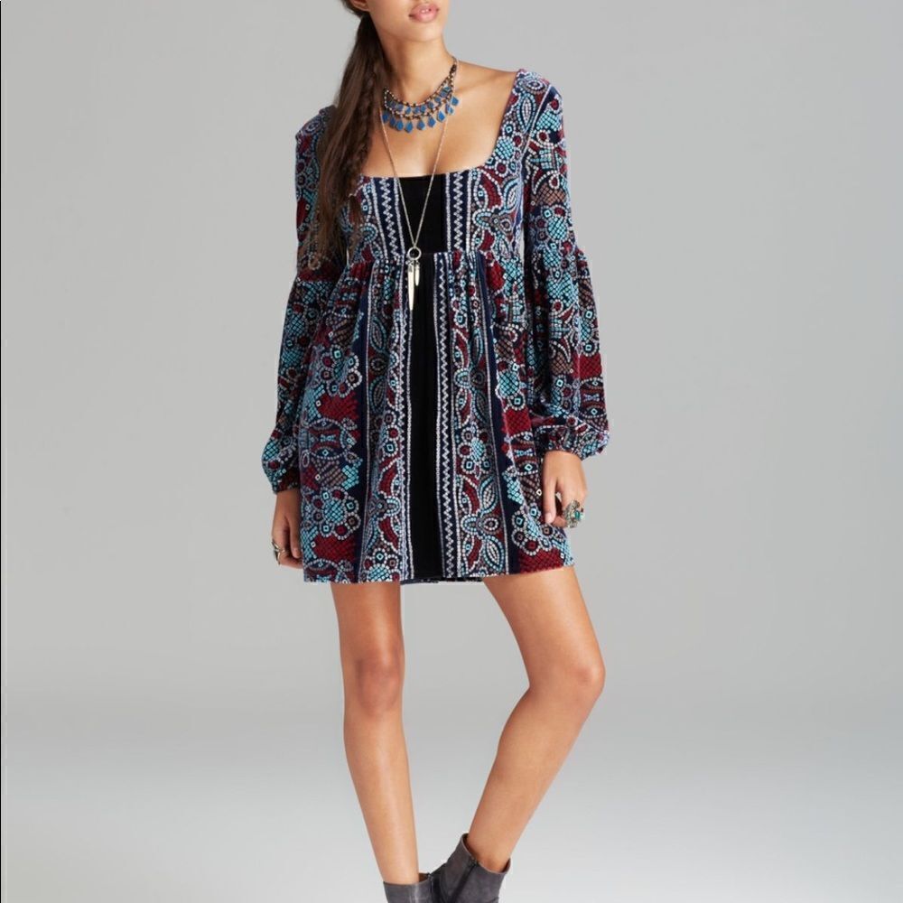 Free People Stretch velvet Oh so easy babydoll dress